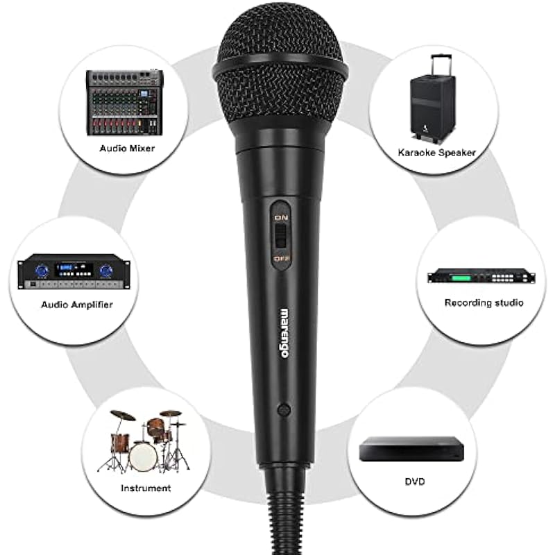 Marengo Handheld Wired Microphone, Cardioid Dynamic Vocal Mic with 13ft Cable and ON/Off Switch, Ideally Suited for Speakers, Karaoke Singing Machine, Amp, Mixer