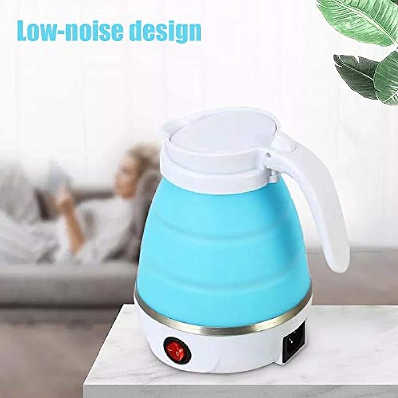 Travel Portable Foldable Electric Kettle, 0.6L Small Collapsible Hot Water Boiler For Coffee Tea (Blue)