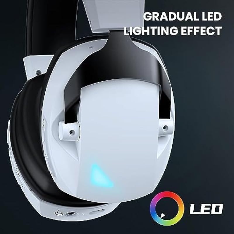 Wireless Gaming Headset, Bluetooth 5.2 Wireless Gaming Headphones with Detachable & Flexible Noise Canceling Microphone, 2.4GHz Gaming Headset with 3D Stereo Sound for PC, PS4, PS5, Mac