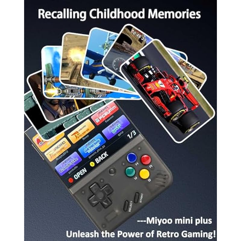 Miyoo Mini Plus,Retro Handheld Game Console with 64G TF Card,Support 10000+Games,3.5-inch Portable Rechargeable Open Source Game Console Emulator with Storage Case.(Black)