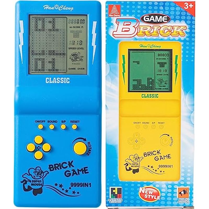 Brick Game Console, Retro Handheld Game Console,Tank/Racing/Building Block Game,3.5-inch Large Screen,Built-in 23 Games(Blue)