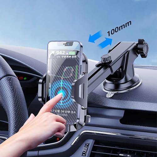 Car Phone Mount, [Thick Case & Big Phones Friendly] Long Arm Universal Phone Holder for Car Dashboard Windshield Air Vent Hands Free Cell Phone Holder Compatible with All Mobile Phones