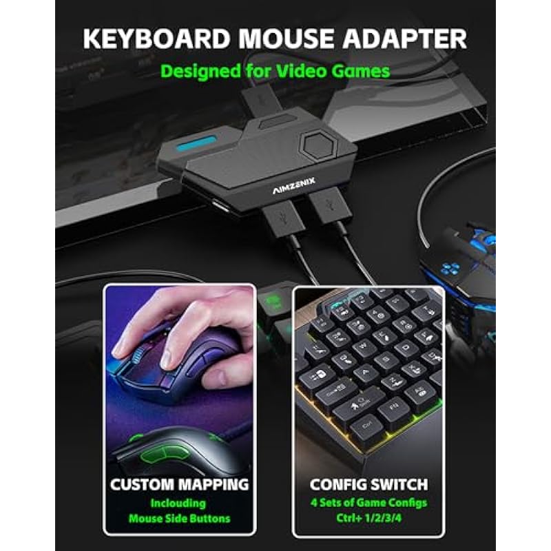 Keyboard and Mouse Adapter for Xbox, Playstation, Nintendo Switch – Blader Emulator Console Compatible with Xbox One, Xbox Series X/S, PS4 PS3 and Switch – Custom Key Mapping, Plug and Play