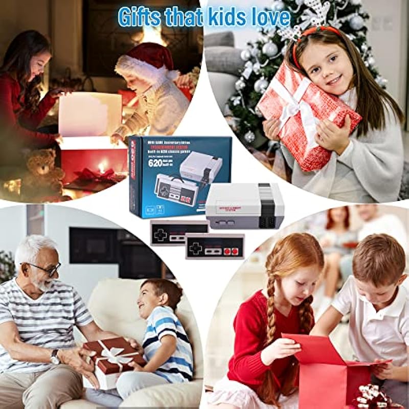 Classic Video Retro Game Console,Mini Console Built-in with 620 Retro Games Dual Players Mode Console for Christmas/Birthday/Thanksgiving/Valentine Gift