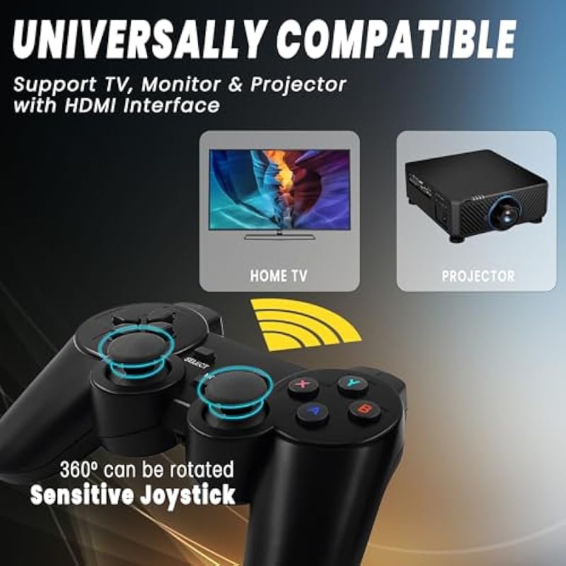 Wireless Retro Game Console – Retro Play Game Stick,Nostalgia Stick Game,9 Classic Emulators,4K HDMI Output,Plug and Play Video Game Stick Built in 20000+ Games with 2.4G Wireless Controllers(64G)