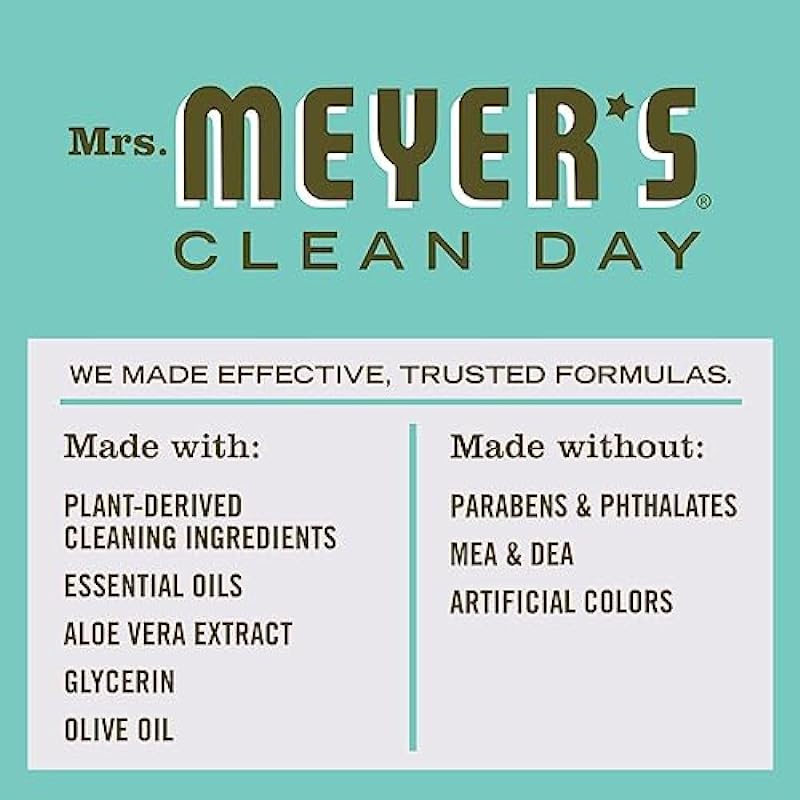 MRS. MEYER’S CLEAN DAY Hand Soap Refill, Made with Essential Oils, Biodegradable Formula, Basil, 33 fl. oz