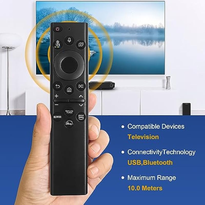 BN59-01385A Voice Replacement Remote Control for Samsung Smart Tvs 4k 8K Ultra HD Neo QLED The Frame and Crystal UHD Series 2021-2022 Models, Rechargeable Solar Cell and USB Type-C