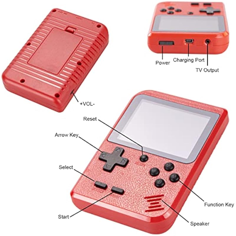 Portable Handheld Games Retro Mini Video Games，Handheld Game Console with 400 Classical FC Games 2.8″ Color Screen，Birthday for Boys Girls and Adults (Red)