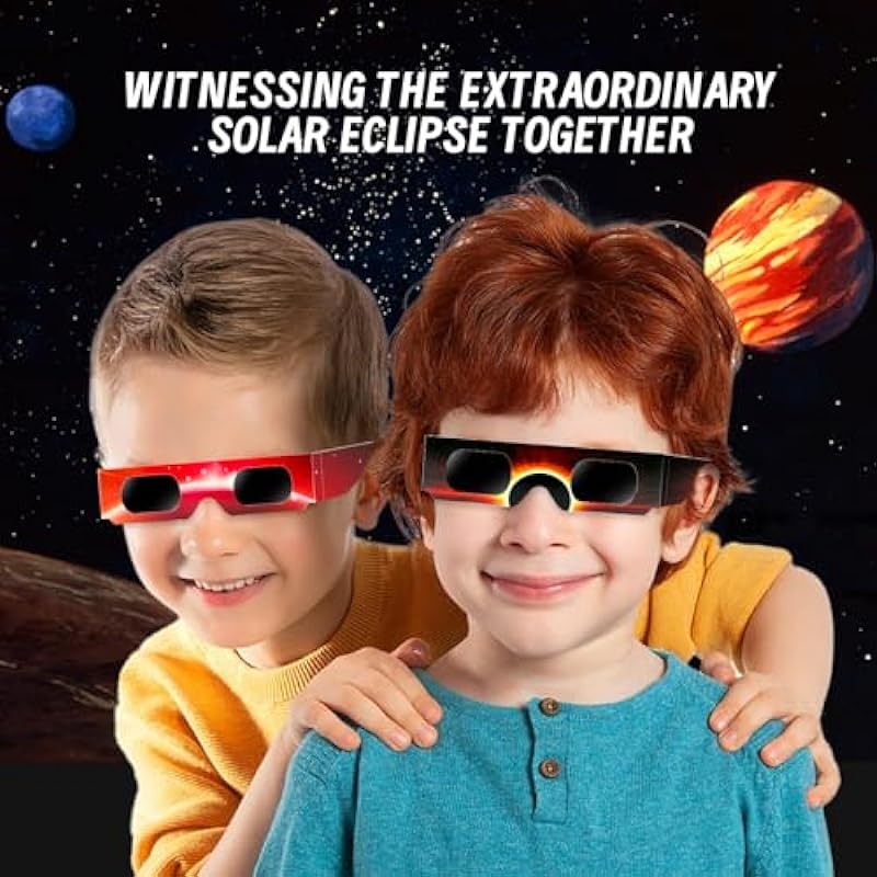 24 Pack Solar Eclipse Glasses Approved 2024,CE&ISO Certified Eclipse Glass for Solar Viewing,Optical Quality Safe Shades for Direct Sun Viewing