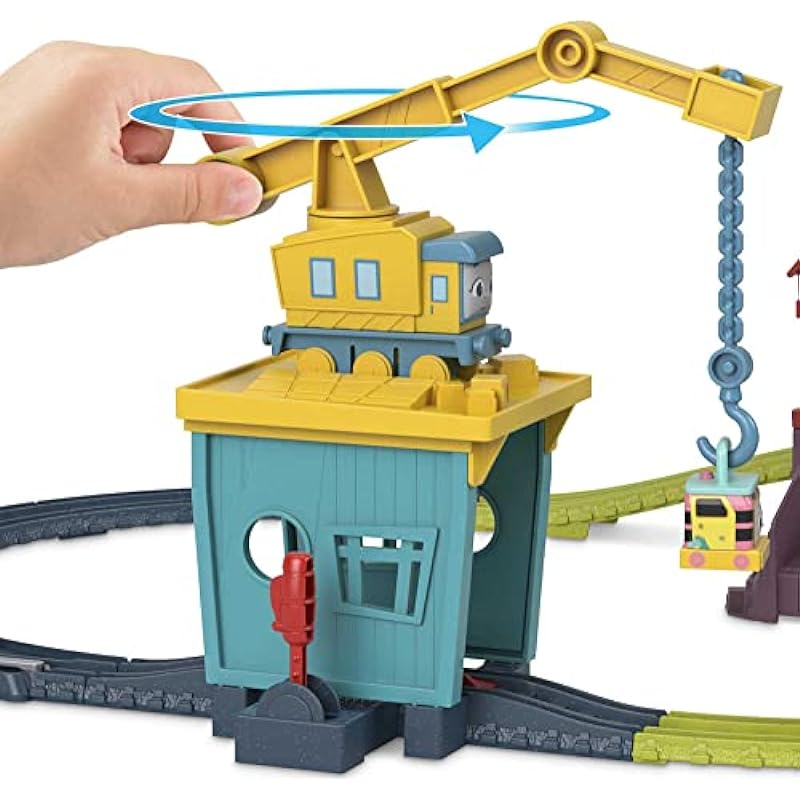 Thomas & Friends Motorized Toy Train Set Fix ’em Up Friends with Carly the Crane, Sandy the Rail Speeder & Thomas for Ages 3+ Years