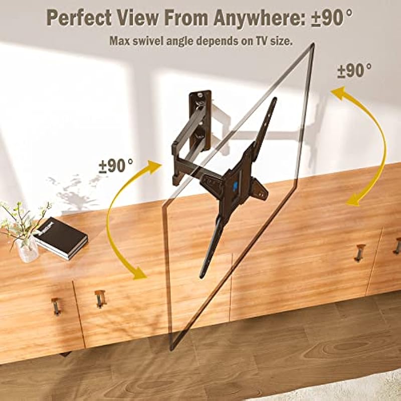 Mounting Dream MD2413-MX Full Motion TV Mount with Perfect Center Design for Most 26-55 Inch TVs and Adjustable TV Top Shelf Mount Holder for Media Box up to 11LBS MD5605