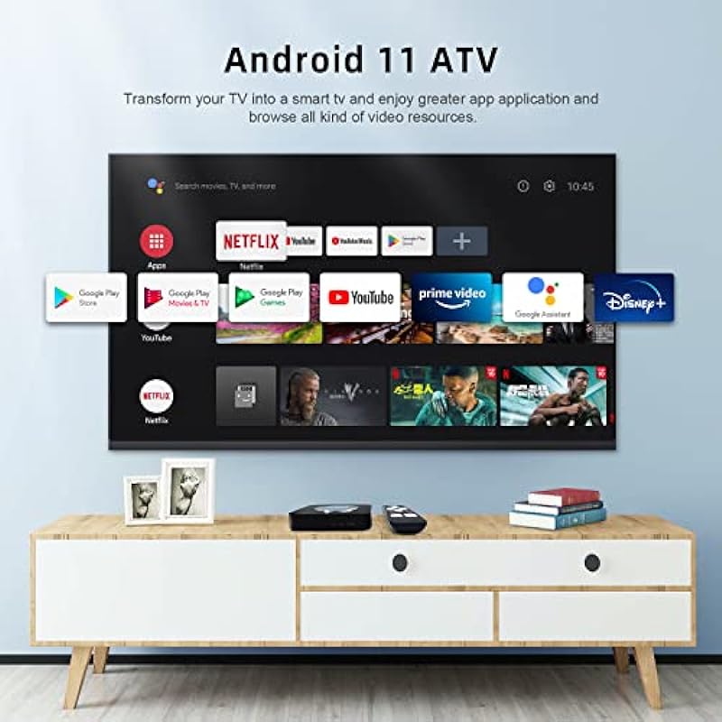 Android 11.0 TV Box, MECOOL KM2 Plus 2GB 16GB Smart TV Box with Netflix Certified, Google Assistant Dolby Atmos, TV Box 4K Support AV1, 2.4G/5G, Ethernet, WiFi 5, BT 5.0 with Amlogic S905X4 (Black)