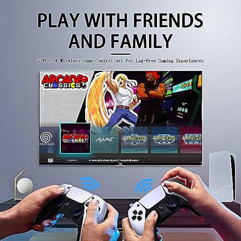 Wireless Retro Game Console Nostalgia Plug and Play Video Game Console 4k,40+ Emulators Console,128GB Built in 40000+ Video Games 2.4G Wireless Controllers