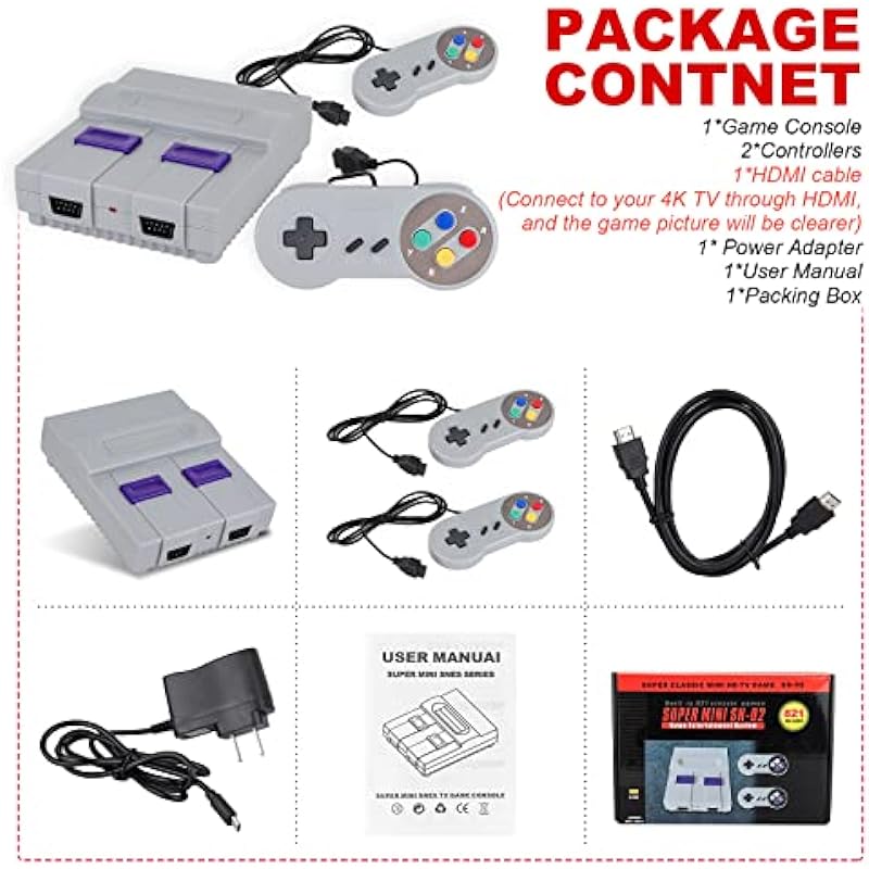 Retro Game Console HDMI, Super Mini Classic Video Game System, Built in 821 Plug and Play Video Games for Christmas/Birthday/Thanksgiving/Valentine Gift