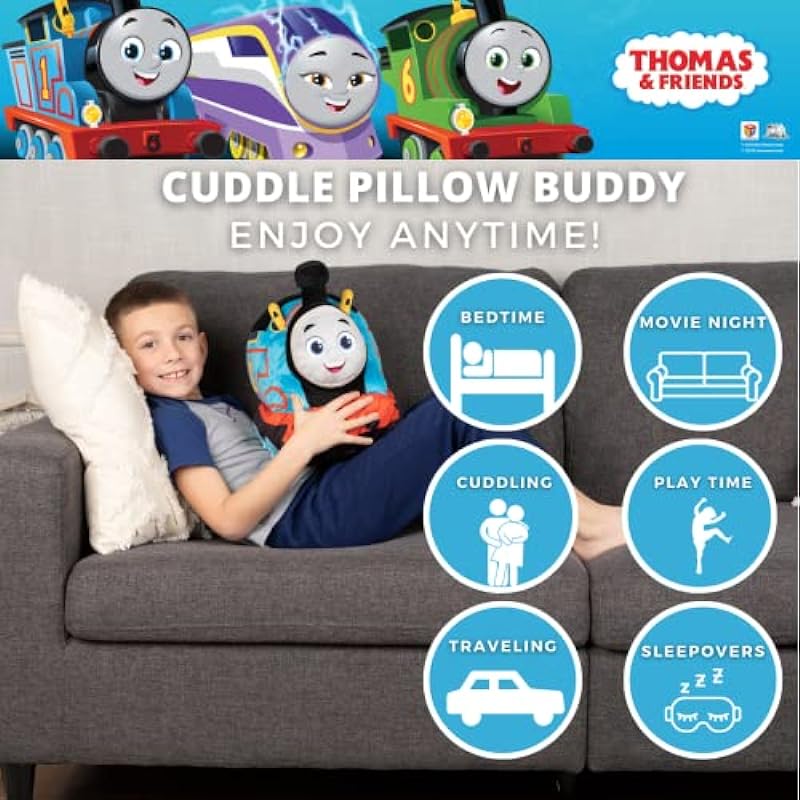 Franco Kids Super Soft Plush Buddy Throw Cuddle Pillow, One Size, Blue-Thomas & Friends