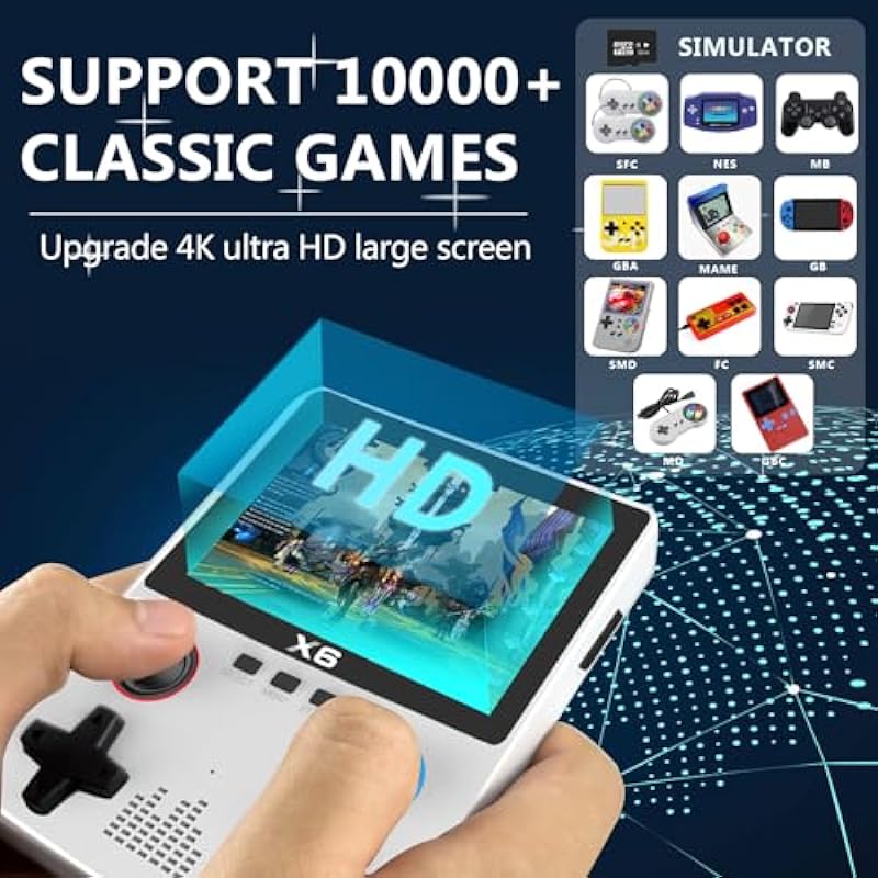 Handheld Retro Game Console with 32G TF Card ,Preloaded 10,000+ Games, Retro Gaming Console Supported 11 Emulators 3.5-inch IPS Screen (White)