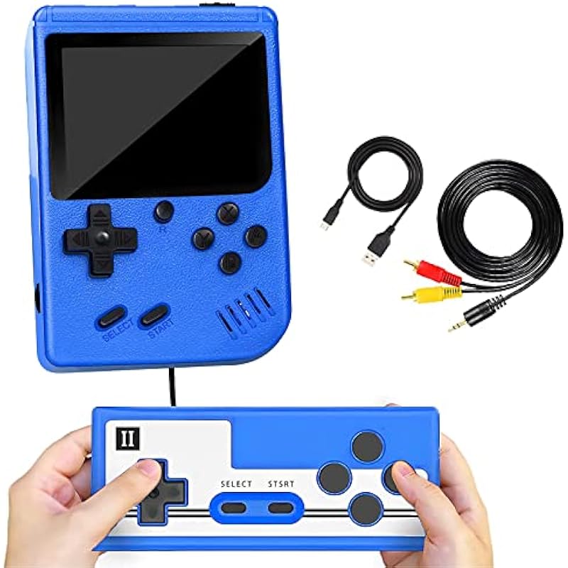 Handheld Game Console- Retro Handheld Game Console for Kids Adults,400 Handheld Classic Games with Game Controller, Support for Connecting TV and Two Players on TV (Blue)