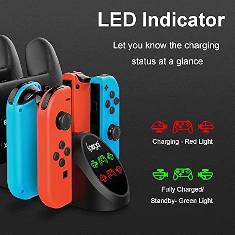 Charger Station for Switch/Switch OLED Model Joy Con and for Switch Pro Controllers Charging Dock with USB 2.0 Plug and Ports, Only for Switch Pro Controller