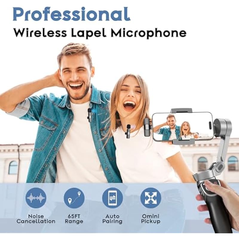 2 Pack Type C Mini Wireless Lavalier Microphone for iPhone 15, iOS and Android Devices – Noise Reduction Lapel Mic for Recording, Clip on Mic, Omni Lav Mic for Video Recording, Tiktok, Youtube, Vlog