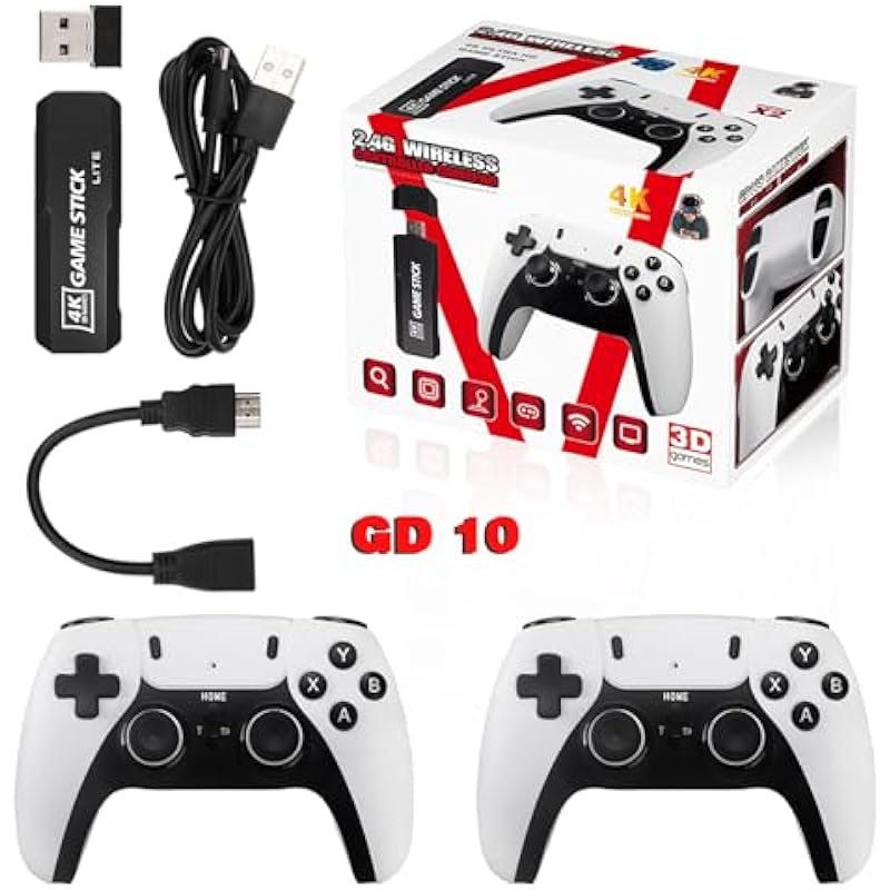 Jogujos Retro Gaming Console,,Retro Game Console,Nostalgia Stick Game,Plug and Play Video Game Stick Built in 50000+ Games,Consoles with Dual 2.4G Wireless Controllers. (256G)
