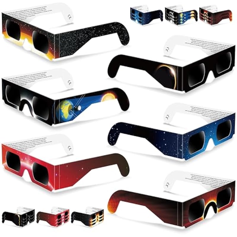 24 Pack Solar Eclipse Glasses Approved 2024,CE&ISO Certified Eclipse Glass for Solar Viewing,Optical Quality Safe Shades for Direct Sun Viewing