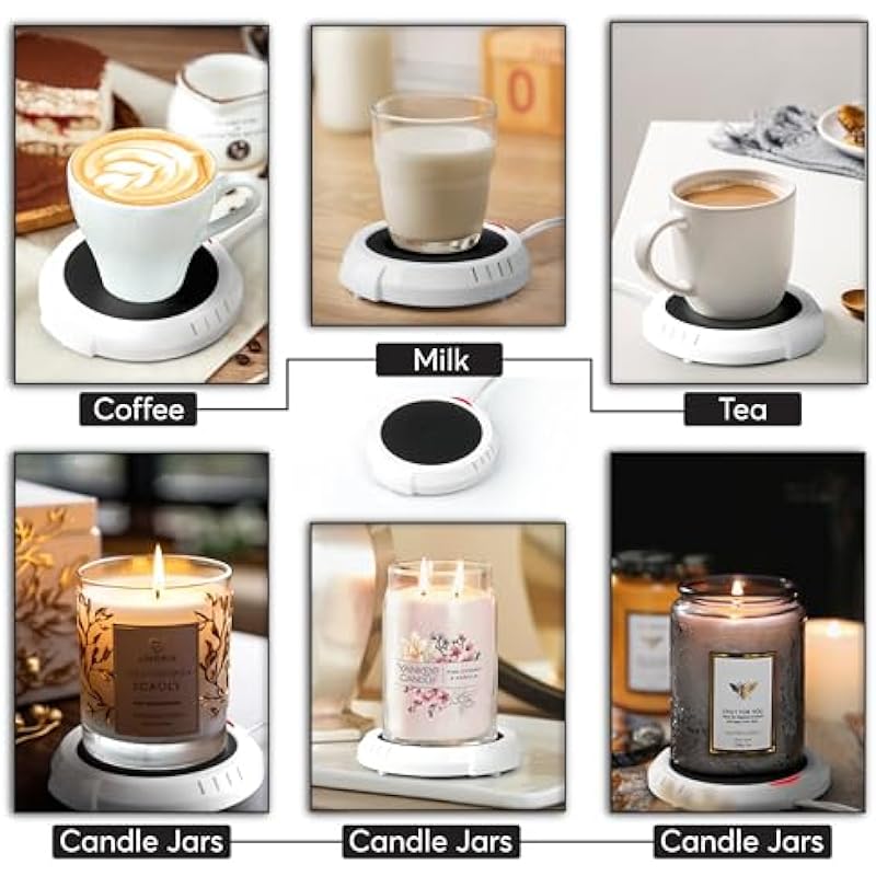 Candle Warmer Plate Safely Releases Scents Without a Flame – Used as Candle Jar Warmer, Coffee Warmer, Mug Warmer, Cup Warmer, Tea Warmer Desk in Your Home & Office, 1 Pack, Black