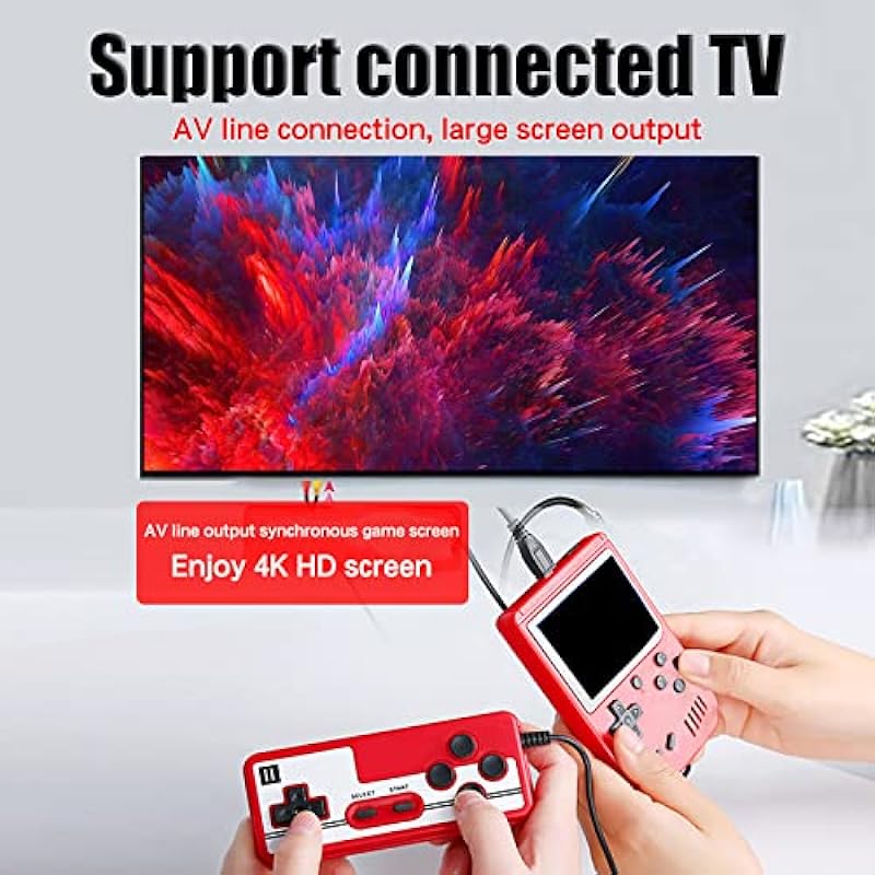Krevi Handheld Game Console-Game Boy Retro Handheld Game Console,3.0” Color Display Video Game Console with 400 Classic Games and Gamepad,Support TV Connection & Two Players(red)