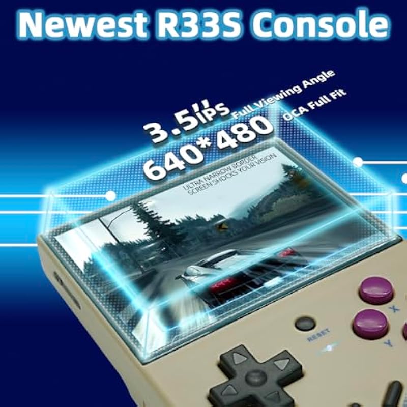 R33S Handheld Game Console 3.5-inch Preinstalled Emulator System RK3326 3200mAh 32GB+64GB Retro Gray