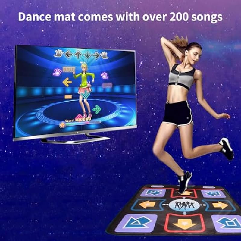 Retro Game Console with 900+ Games, 200+ Dance Songs, Video Game System for Kids& Adults, Dance Mat with AR Gun Game, 2.4G Game Controllers, TV Plug& Play, Toy Gift for Boys & Girls Age 3 +