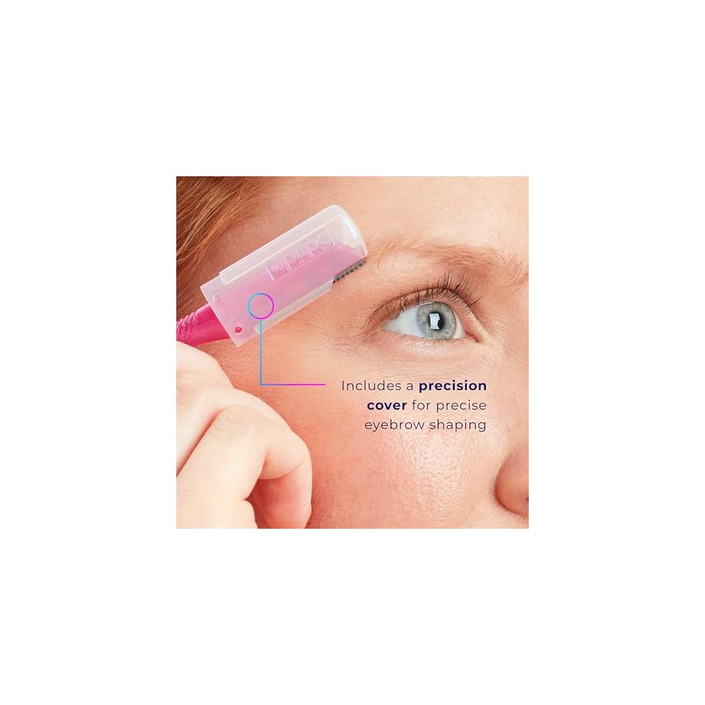 Schick Hydro Silk Touch-Up Dermaplaning Tool with Precision Cover, 3ct | Dermaplane Razor, Face Razors for Women, Eyebrow Razor, Facial Razor, Dermaplaning Razor, Womens Face Razor Peach Fuzz Remover