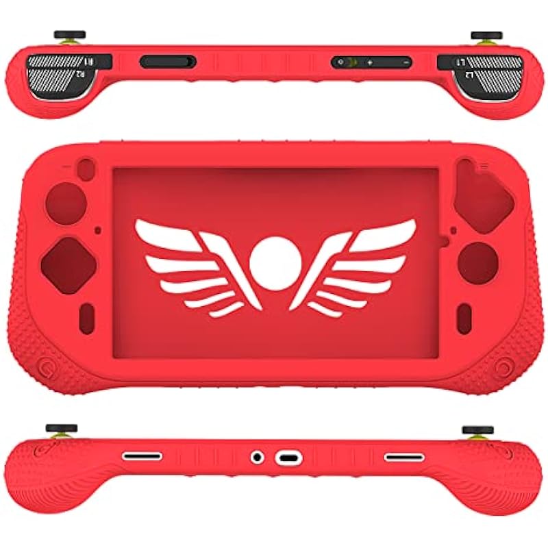 Silicone Cover Case for Logitech G Cloud Gaming Handheld, Protective Skin Sleeve for Logitech G Cloud Gaming Console Screen Film Protector Accessories (Red Case and Sreen Film)