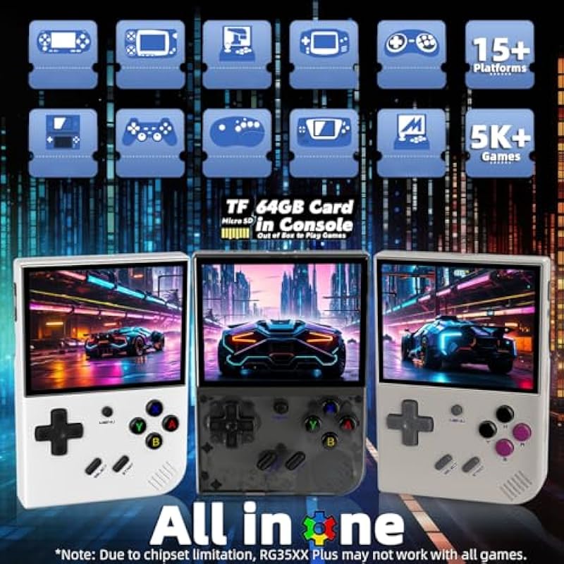 RG35XX Plus Handheld Game Console 3.5-inch IPS Retro Games Consoles Classic Emulator Hand-held Gaming Console Preinstalled Hand Held Games System Black