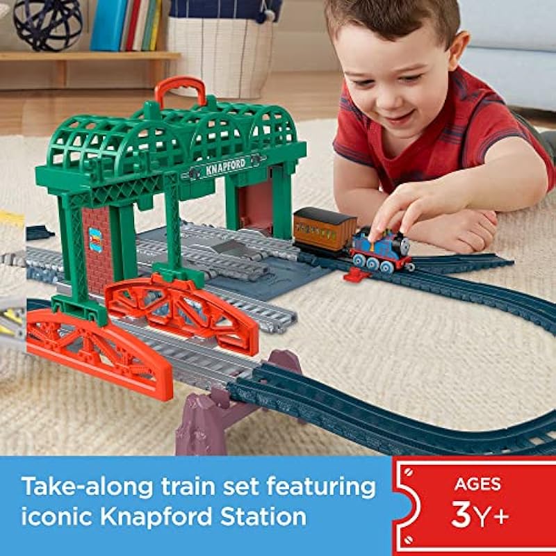 Thomas & Friends Diecast Train & Track Set Knapford Station 2-in-1 Playset & Storage Case for Preschool Kids Ages 3+ Years
