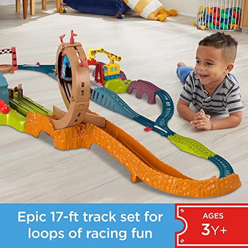 Thomas & Friends Toy Train Set Loop & Launch Maintenance Yard with Thomas Motorized Engine & Carly The Crane for Kids Ages 3+ Years