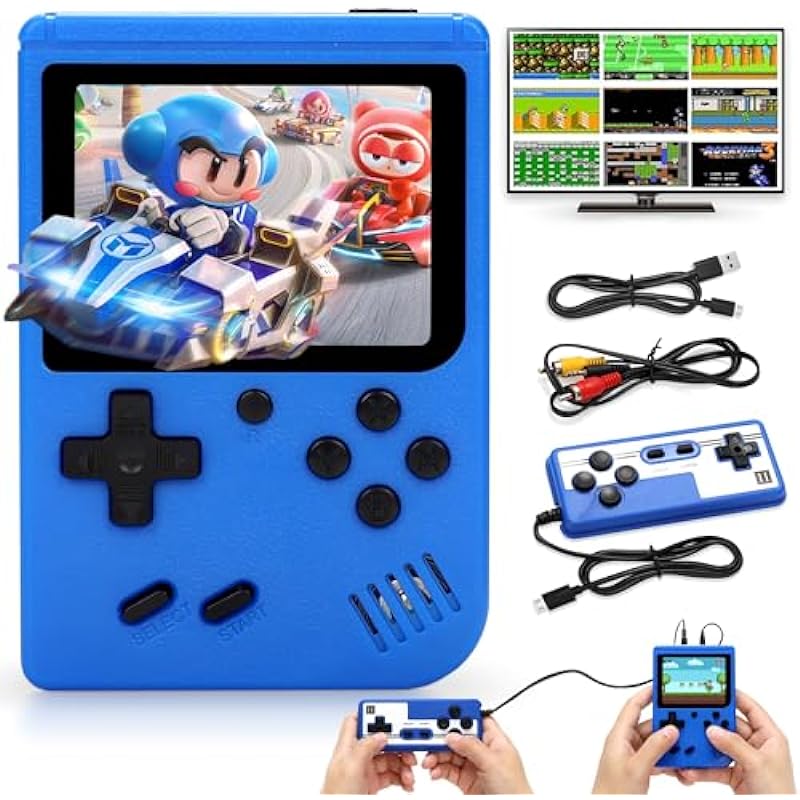 Retro Handheld Game Console for Kids Adults – Video Games Consoles with 500 Classic Childhood Games, Dual-Player Game Handle, Support on TV &2 Players, Mini Arcade Machines, Easter/Birthday Gift