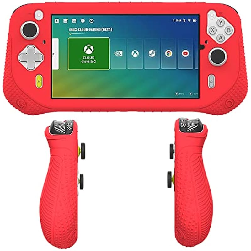 Silicone Cover Case for Logitech G Cloud Gaming Handheld, Protective Skin Sleeve for Logitech G Cloud Gaming Console Screen Film Protector Accessories (Red Case and Sreen Film)