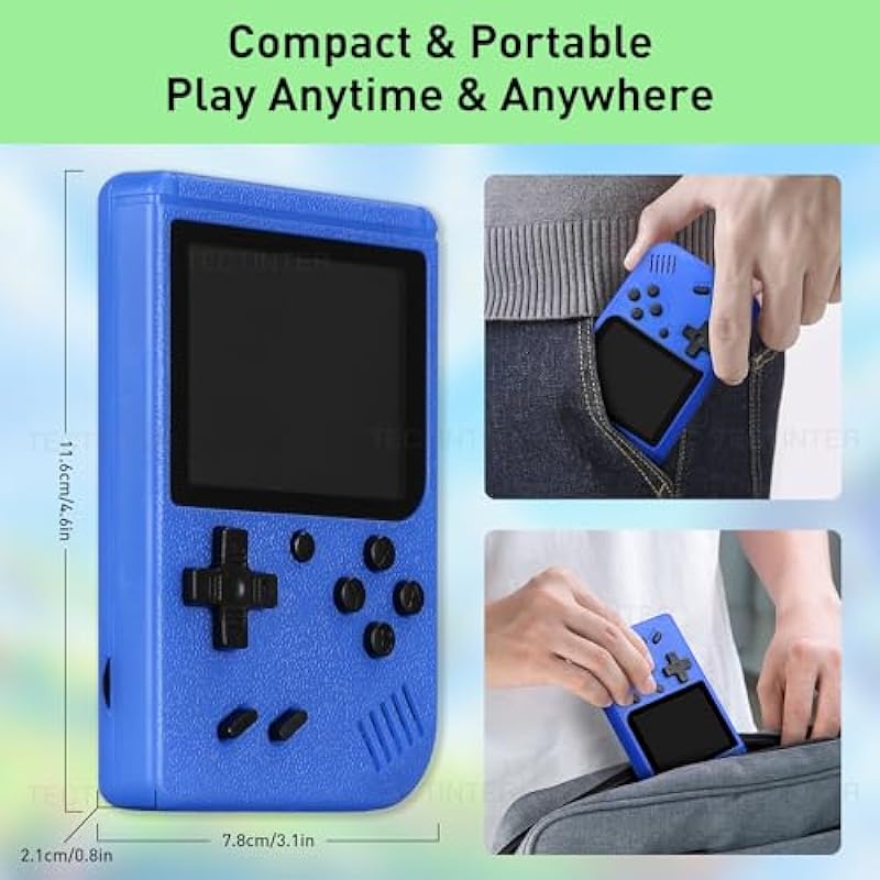 Handheld Game Console with 500 FC Games-Retro Game Console- Portable Video Game Console,3.0-Inches LCD Screen (Blue)