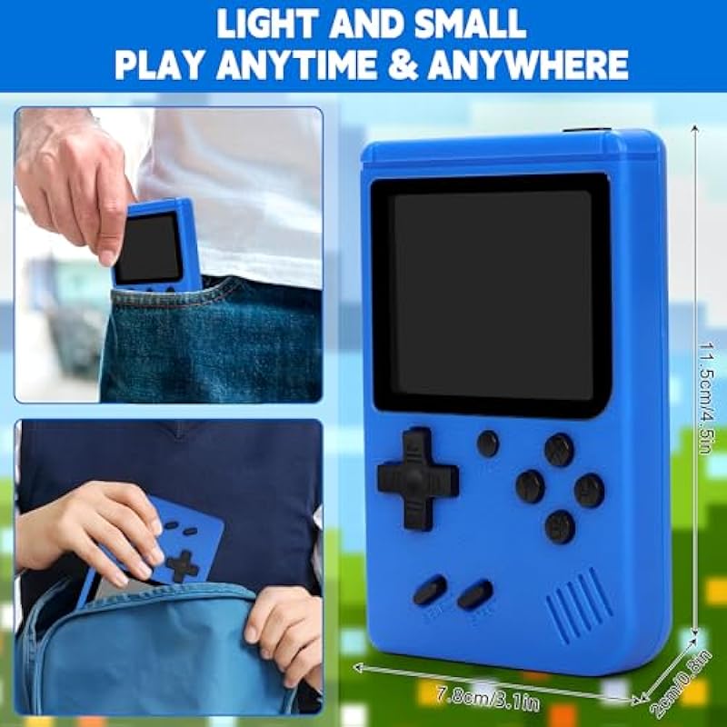 Retro Handheld Game Console for Kids Adults – Video Games Consoles with 500 Classic Childhood Games, Dual-Player Game Handle, Support on TV &2 Players, Mini Arcade Machines, Easter/Birthday Gift