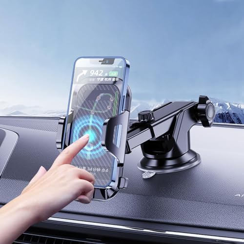 Car Phone Mount, [Thick Case & Big Phones Friendly] Long Arm Universal Phone Holder for Car Dashboard Windshield Air Vent Hands Free Cell Phone Holder Compatible with All Mobile Phones