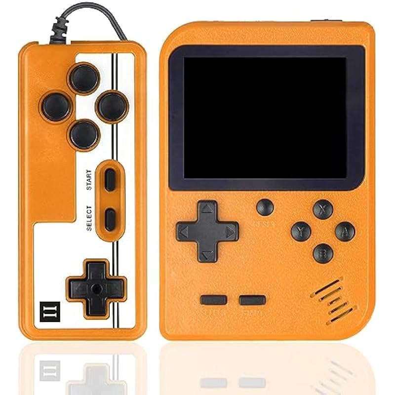 Handheld Game Console,Portable Retro Video Game Console with 500 Classical Games,3.0 Inches Screen,1020mAh Rechargeable Battery,Support for TV & Two Players,Gift for Kids & Adult(Orange)