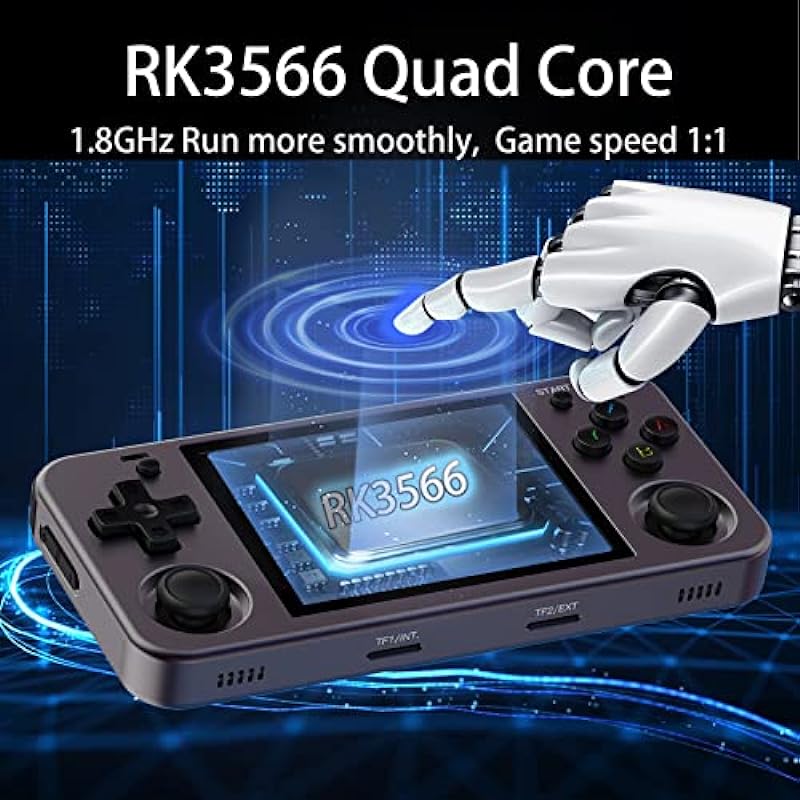 RG353VM Handheld Game Console Built-in 64G Card 4452 Games, Aluminum Alloy Shell and 3.5 inch IPS Multi-Touch Screen,Dual OS Android 11 and Linux Support 5G WiFi 4.2 Bluetooth Streaming and HDMI