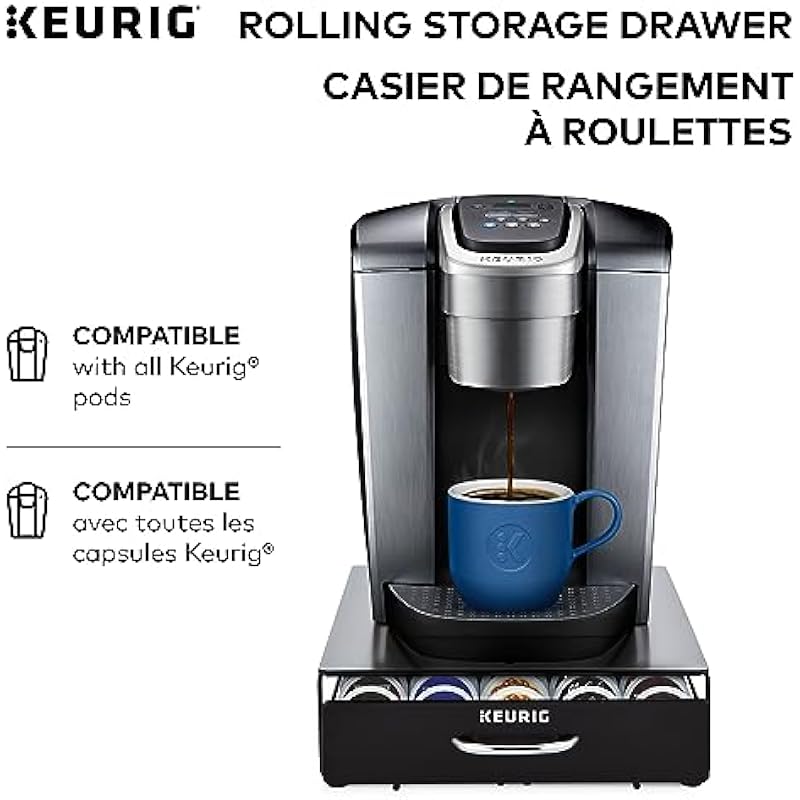 Keurig Under Brewer Storage Drawer, Coffee Pod Storage, Holds Upto 35 Keurig K-Cup Pods, Black