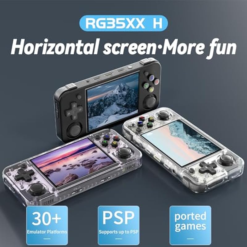 RG35XX H Linux Retro Handheld Game Console 35xx H with a 64G Card Pre-Loaded 5570 Games,RG35XXH 3.5” IPS Screen Supports 5G WiFi Bluetooth HDMI and TV Output