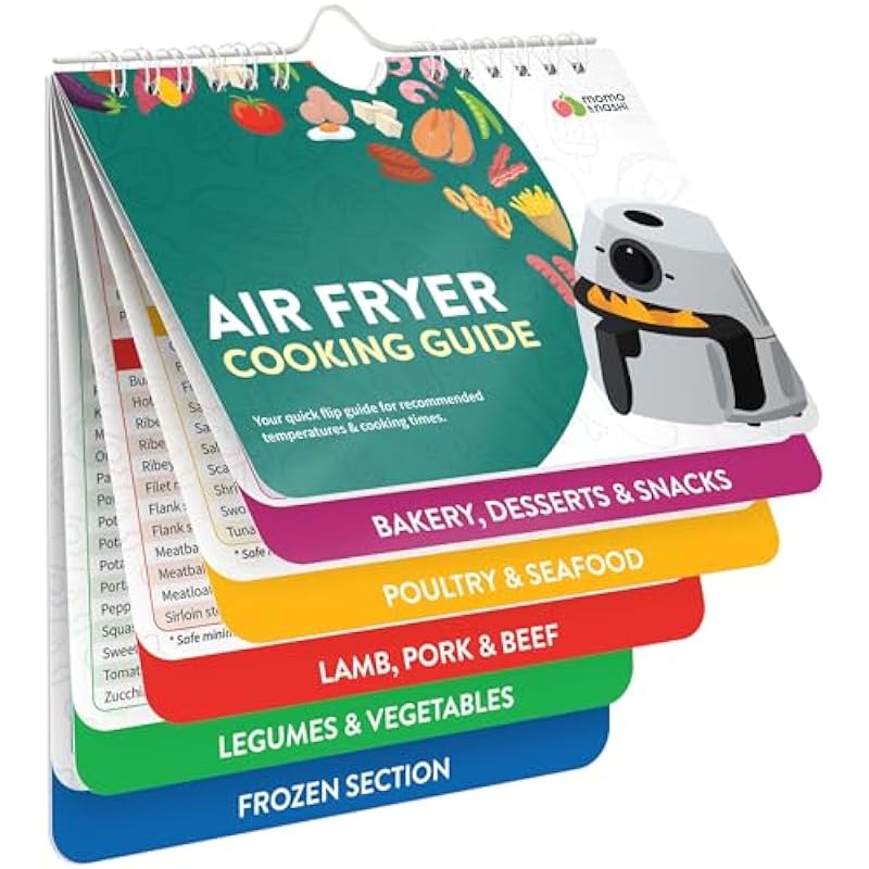 Air Fryer Magnetic Cheat Sheet Set – Cooking Time Charts and Recipe Booklet for Oven and Kitchen