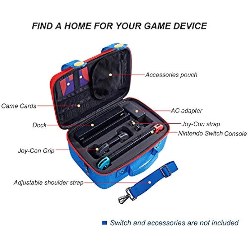 abcGoodefg Carrying Storage Case Compatible with Nintendo Switch, Protective Hard Shell Carry Bag for Nintendo Switch Console and Accessories