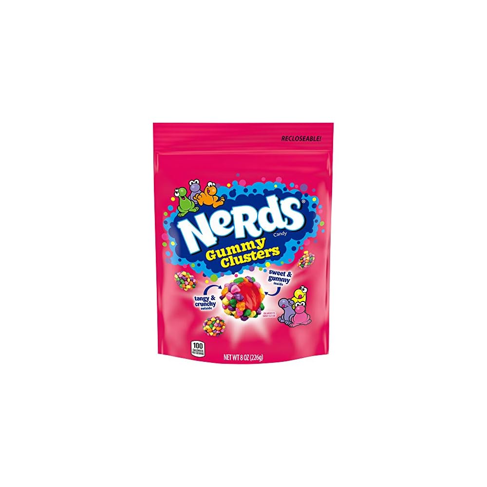 Nerds Gummy Clusters Candy, Rainbow, Resealable 8 Ounce Bag
