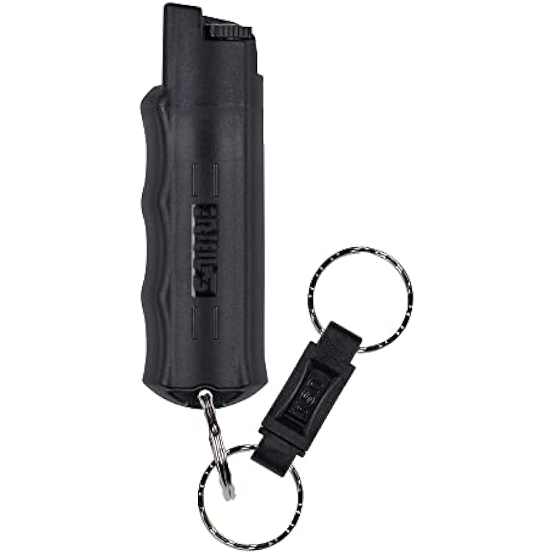 SABRE Pepper Spray, Quick Release Keychain for Easy Carry and Fast Access, Finger Grip for More Accurate and Faster Aim, Maximum Police Strength OC Spray, 0.54 fl oz, Secure and Easy to Use Safety
