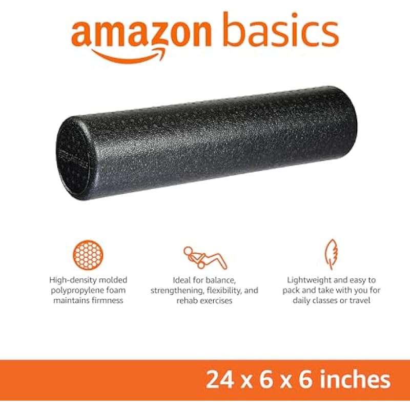 Amazon Basics High-Density Round Foam Roller for Exercise, Massage, Muscle Recovery
