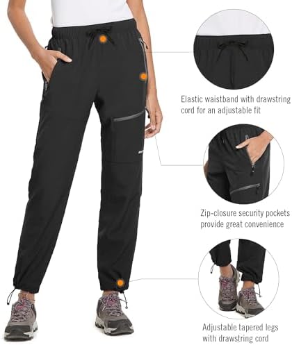BALEAF Women’s Hiking Pants Quick Dry Lightweight Water Resistant Elastic Waist Cargo Pants for All Seasons