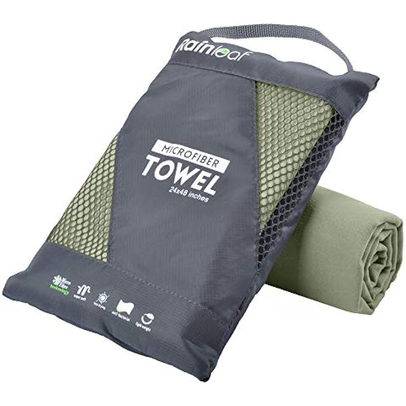 Rainleaf Microfiber Towel Perfect Travel & Sports &Camping Towel.Fast Drying – Super Absorbent – Ultra Compact.Suitable for Backpacking,Gym,Beach,Swimming,Yoga
